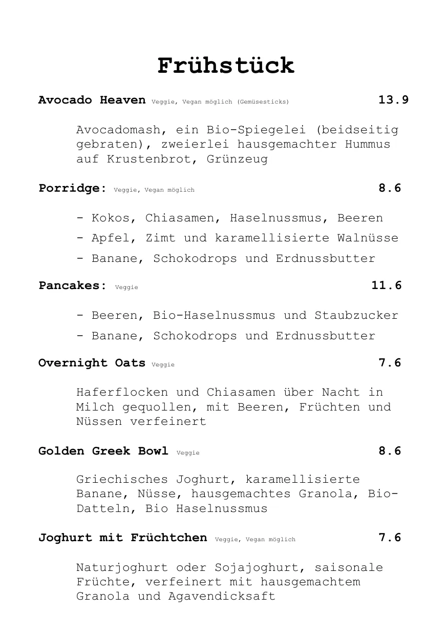 Speisekarte Seite 3